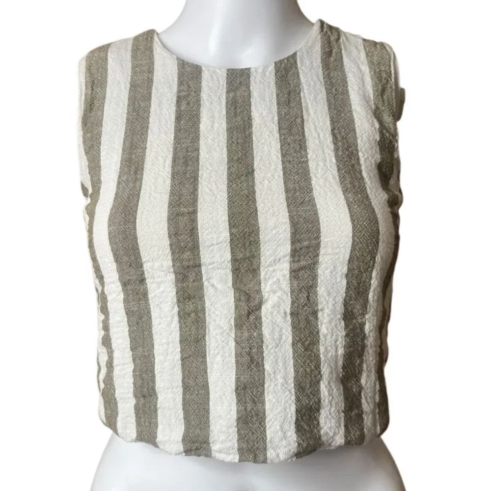 JOA Striped Sleeveless Top - Brown and White Size XS